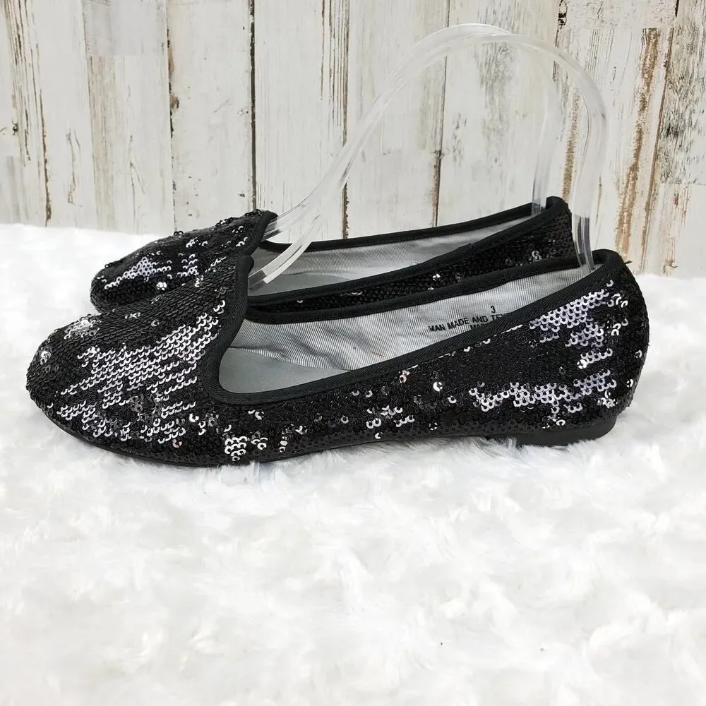 Cynthia Rowley Sequin Embellished Flats Black Size 3